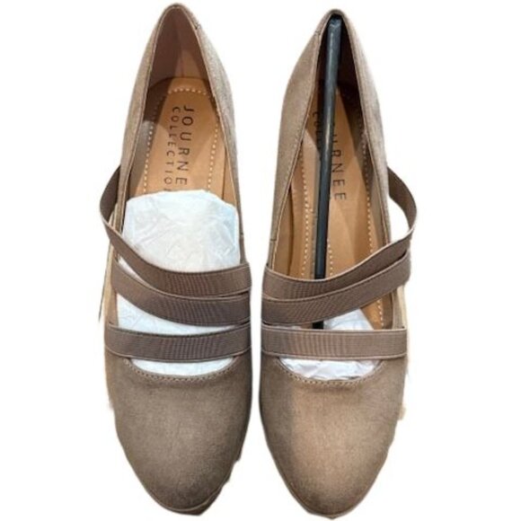 Journee Collection “Loren” Elastic Strap Pumps in Taupe – Size 8 - Picture 7 of 9